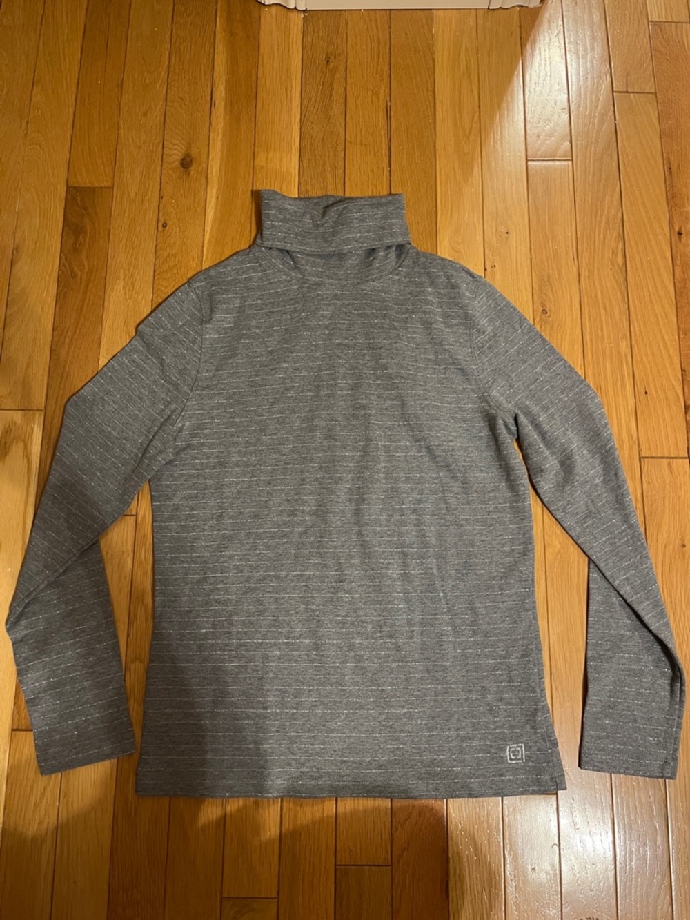 Liz Claiborne grey sparkly striped turtleneck